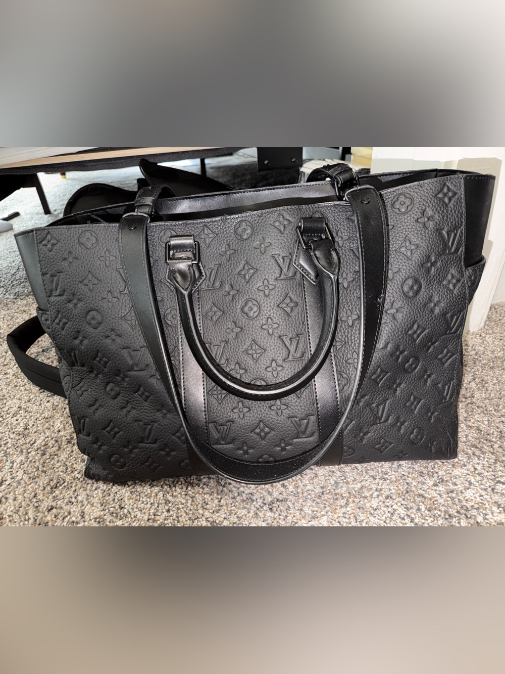 Louis Vuitton Black Monogram Embossed Leather Duffel Bag